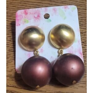 1980s vintage brown and gold dangle earrings